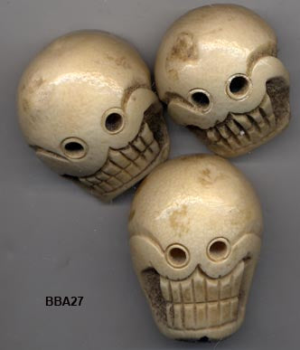 Tibetan Bone skull extra large - each  2.0" to 2.25"