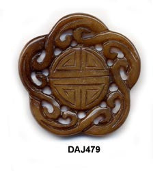 Soo Chow Jade Longevity Flower Pendant Bead DAJ479